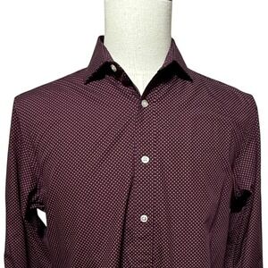 Ryan Seacrest Distinction Shirt Mens 15.5 Medium Slim Long Sleeve Red Microdot